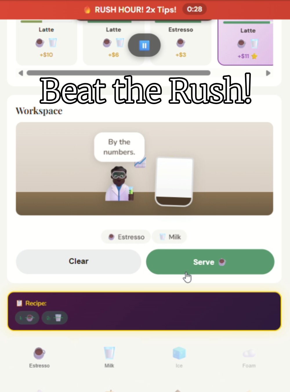 Beat the Rush - rush hour gameplay with multiple orders