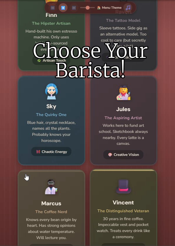 Choose Your Barista - character select screen
